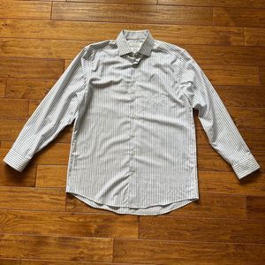 Blue and White Striped Nautical Dress Shirt men’s 34/35